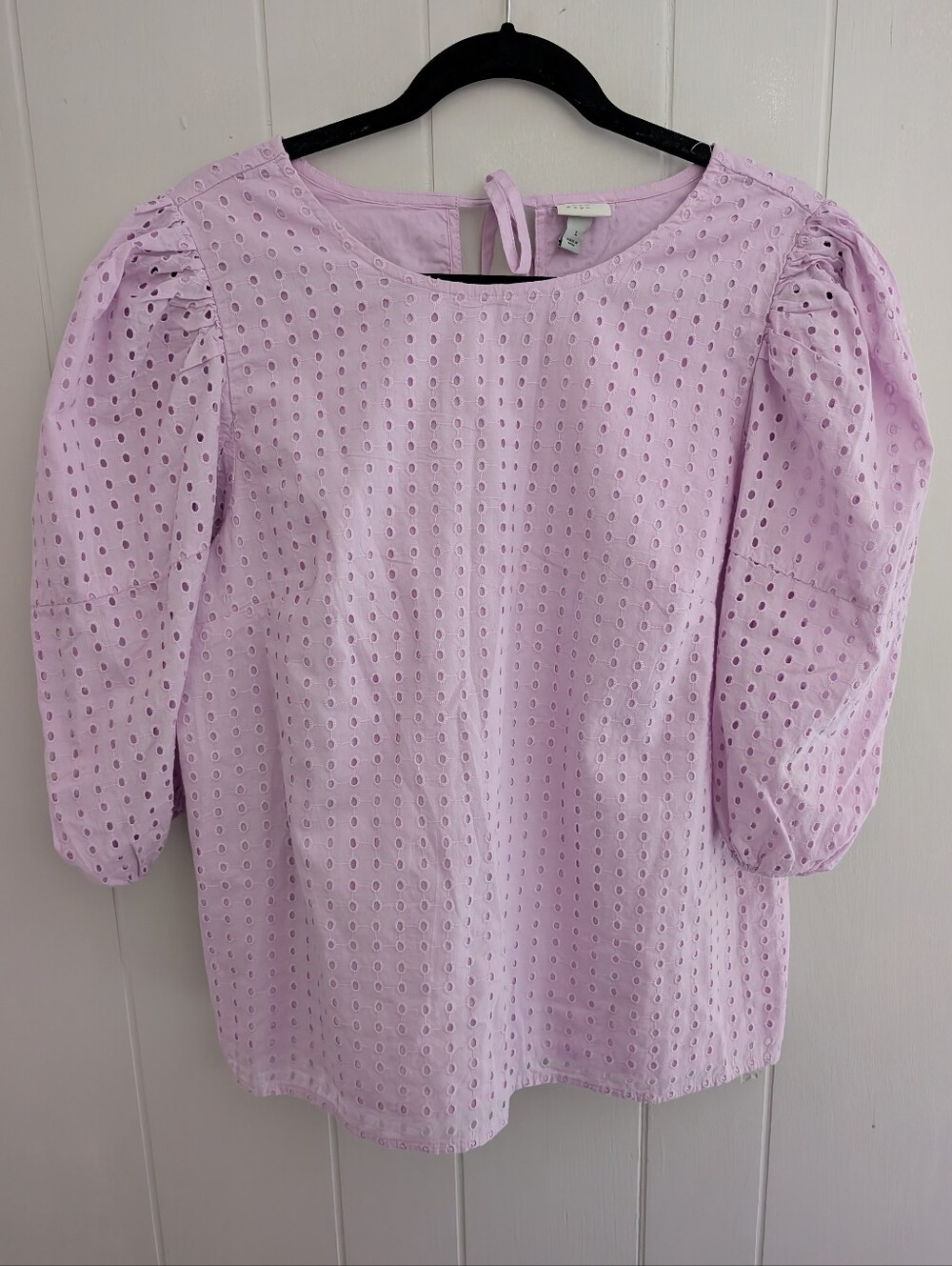a.new.day  Lavender Eyelet Puff-Sleeve Top